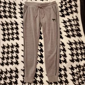 PINK Victoria's Secret Gray Black Piped Jogger Sweatpants